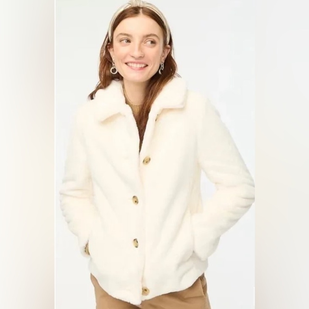 J. CREW FAUX FUR COAT JACKET